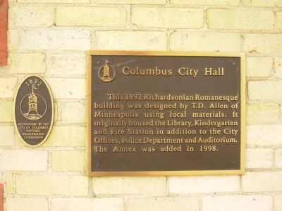 Columbus City Hall Marker image. Click for full size.