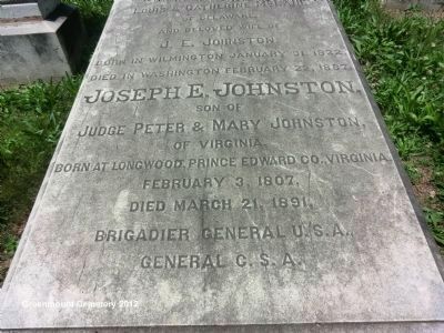 Grave marker of Gen Joseph E. Johnston image. Click for full size.