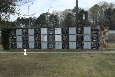 Crew of Sugarfoot Marker, indicated by white arrow, on Wall of Heroes image. Click for full size.
