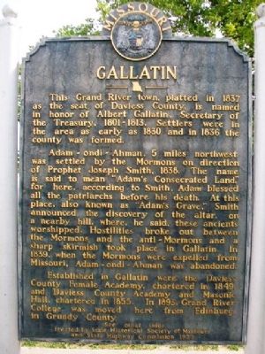 Gallatin Marker (front). Click for full size. Gallatin Marker (front) image. Click for full size.