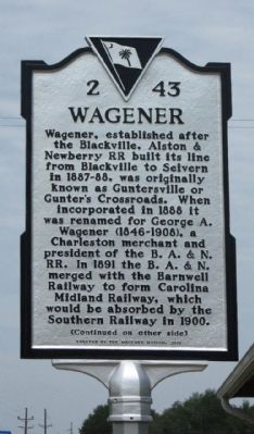 Wagener Marker. Click for full size. Wagener Marker image. Click for full size.
