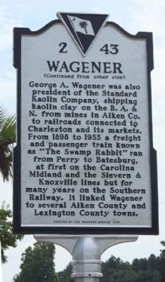 Wagener Marker, reverse side. Click for full size. Wagener Marker, reverse side image. Click for full size.