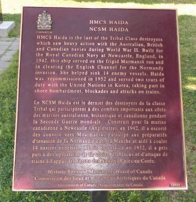 HMCS Haida/ - <i>NCSM Haida </i> Marker. Click for full size. HMCS Haida/ - <i>NCSM Haida </i> Marker image. Click for full size.