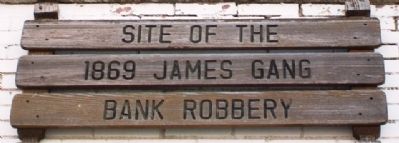 Site of the 1869 James Gang Bank Robbery Marker image. Click for full size.