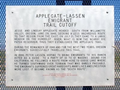 Applegate - Lassen Emigrant Trail Cutoff Marker image. Click for full size.