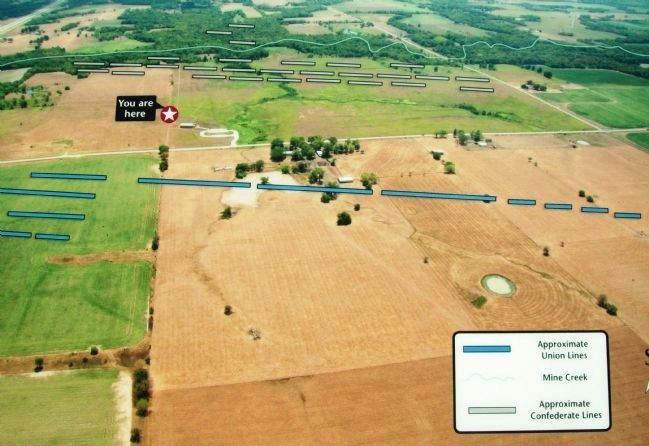 Photo on Mine Creek Battlefield Aerial Overlay Marker. Click for full size. Photo on Mine Creek Battlefield Aerial Overlay Marker image. Click for full size.