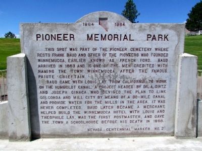 Pioneer Memorial Park Marker image. Click for full size.