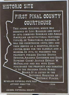 First Pinal County Courthouse Marker image. Click for full size.