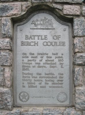 Battle of Birch Coulee Marker. Click for full size. Battle of Birch Coulee Marker image. Click for full size.
