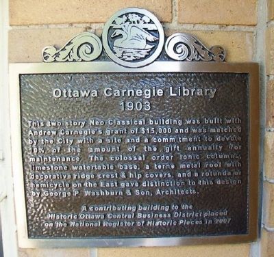Ottawa Carnegie Library Marker image. Click for full size.