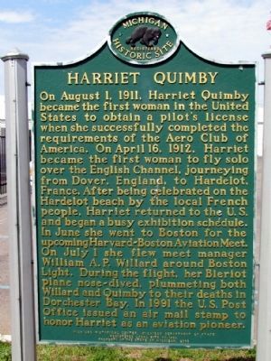 Harriet Quimby Marker (Back) image, Touch for more information