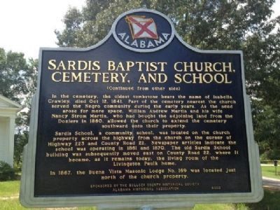 Sardis Baptist Church Marker Back Side image. Click for full size.