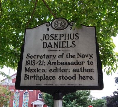 Josephus Daniels Marker. Click for full size. Josephus Daniels Marker image. Click for full size.