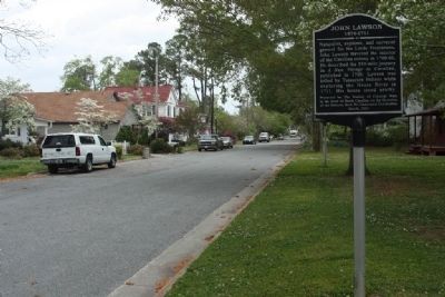 John Lawson Marker looking north on South Main Street image. Click for full size.