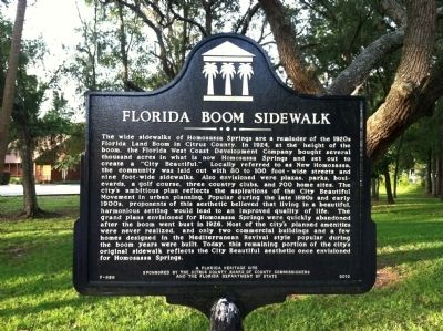 Florida Boom Sidewalk Marker image. Click for full size.