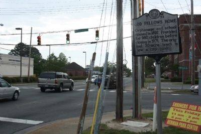Odd Fellows Home Marker seen at East Ash Street (US 70 Bus.) at Herman Street. Click for full size. Odd Fellows Home Marker seen at East Ash Street (US 70 Bus.) at Herman Street image. Click for full size.
