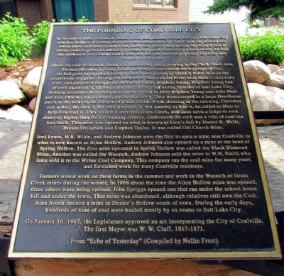 The Founding of Coalville City Marker image. Click for full size.