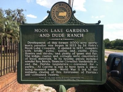 Moon Lake Gardens and Dude Ranch Marker. Click for full size. Moon Lake Gardens and Dude Ranch Marker image. Click for full size.