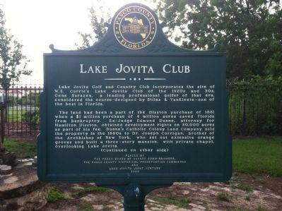 Lake Jovita Club Marker-Side 1 image. Click for full size.