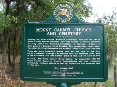 Mount Carmel Church And Cemetery Marker image. Click for full size.