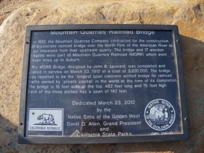 Mountain Quarries Railroad Bridge Marker image. Click for full size.