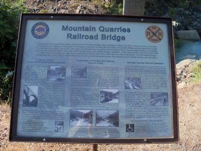 Mountain Quarries Railroad Bridge Informational Marker. Click for full size. Mountain Quarries Railroad Bridge Informational Marker image. Click for full size.