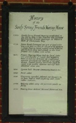 History of the Sandy Spring Friends Meeting House Marker image. Click for full size.