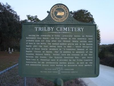 Trilby Cemetery Marker. Click for full size. Trilby Cemetery Marker image. Click for full size.