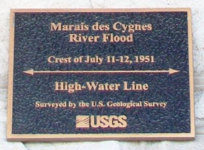 1951 Marais des Cygnes Flood High-Water Line Marker image. Click for full size.