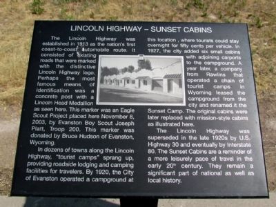 Lincoln Highway — Sunset Cabins Marker. Click for full size. Lincoln Highway — Sunset Cabins Marker image. Click for full size.