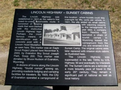 Lincoln Highway — Sunset Cabins Marker image. Click for full size.