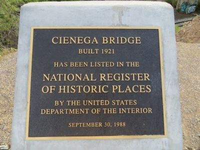 Cienega Bridge Marker image. Click for full size.