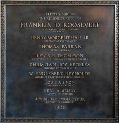 Plaque in the front foyer of Building 1 image. Click for full size.