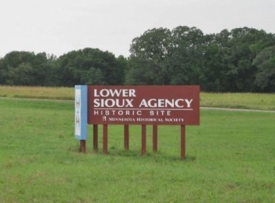 Nearby Lower Sioux Agency Historic Site Sign image. Click for full size.