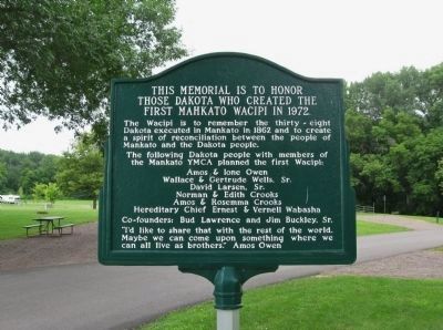 The First Mahkato Memorial Wacipi Marker. Click for full size. The First Mahkato Memorial Wacipi Marker image. Click for full size.