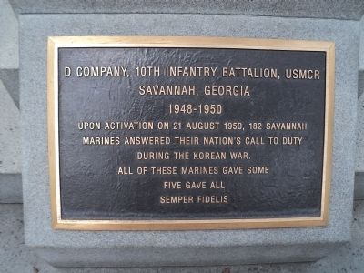 Savannah Marine Korean War Monument Marker image. Click for full size.