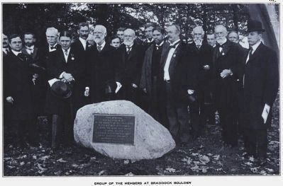 Members of the Society of Colonial Wars at the Dedication of the Braddock Boulder image. Click for full size.