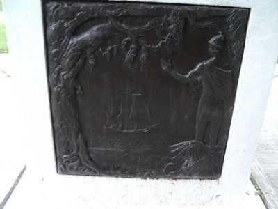 Plaque on Back of Pedestal image. Click for full size.
