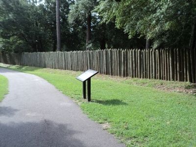 Marker and Palisade Wall at Charles Towne Landing image. Click for full size.