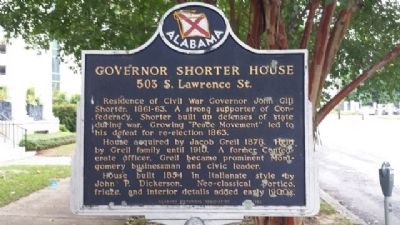 Governor Shorter House Marker image. Click for full size.