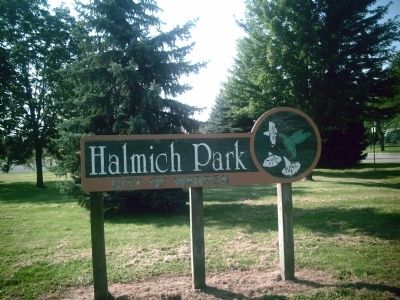Norman J. Halmich Park sign on Chicago Road image. Click for full size.