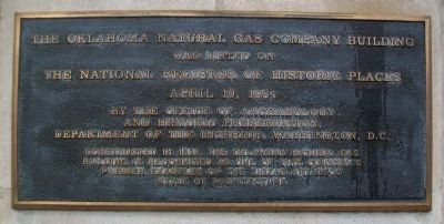 Oklahoma Natural Gas Company Building Marker image. Click for full size.