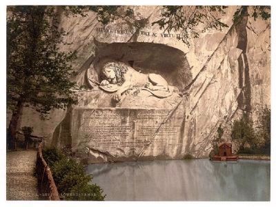 Photochrome Postcard of the Lion Monument (ca . 1890-1900) image. Click for full size.