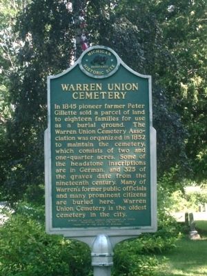 Warren Union Cemetery Marker. Click for full size. Warren Union Cemetery Marker image. Click for full size.
