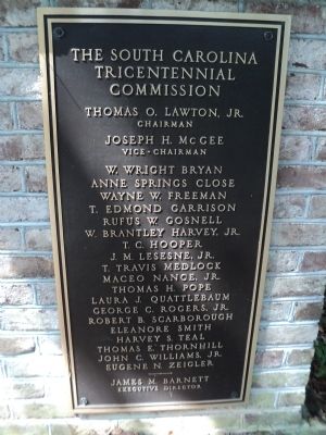 The South Carolina Tricentennial Commission Marker. Click for full size. The South Carolina Tricentennial Commission Marker image. Click for full size.