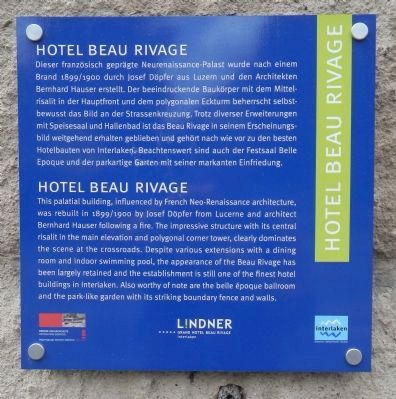 Hotel Beau Rivage Marker image. Click for full size.