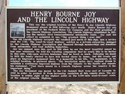 Henry Bourne Joy and the Lincoln Highway Marker image. Click for full size.
