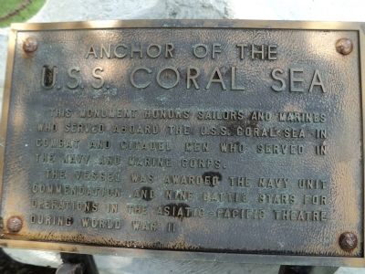 Anchor of the U.S.S. Coral Sea Marker image. Click for full size.