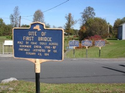 Site of First Bridge Marker. Click for full size. Site of First Bridge Marker image. Click for full size.