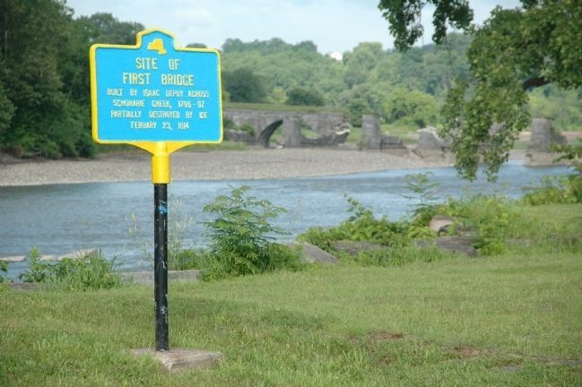 Site of First Bridge Marker. Click for full size. Site of First Bridge Marker image. Click for full size.